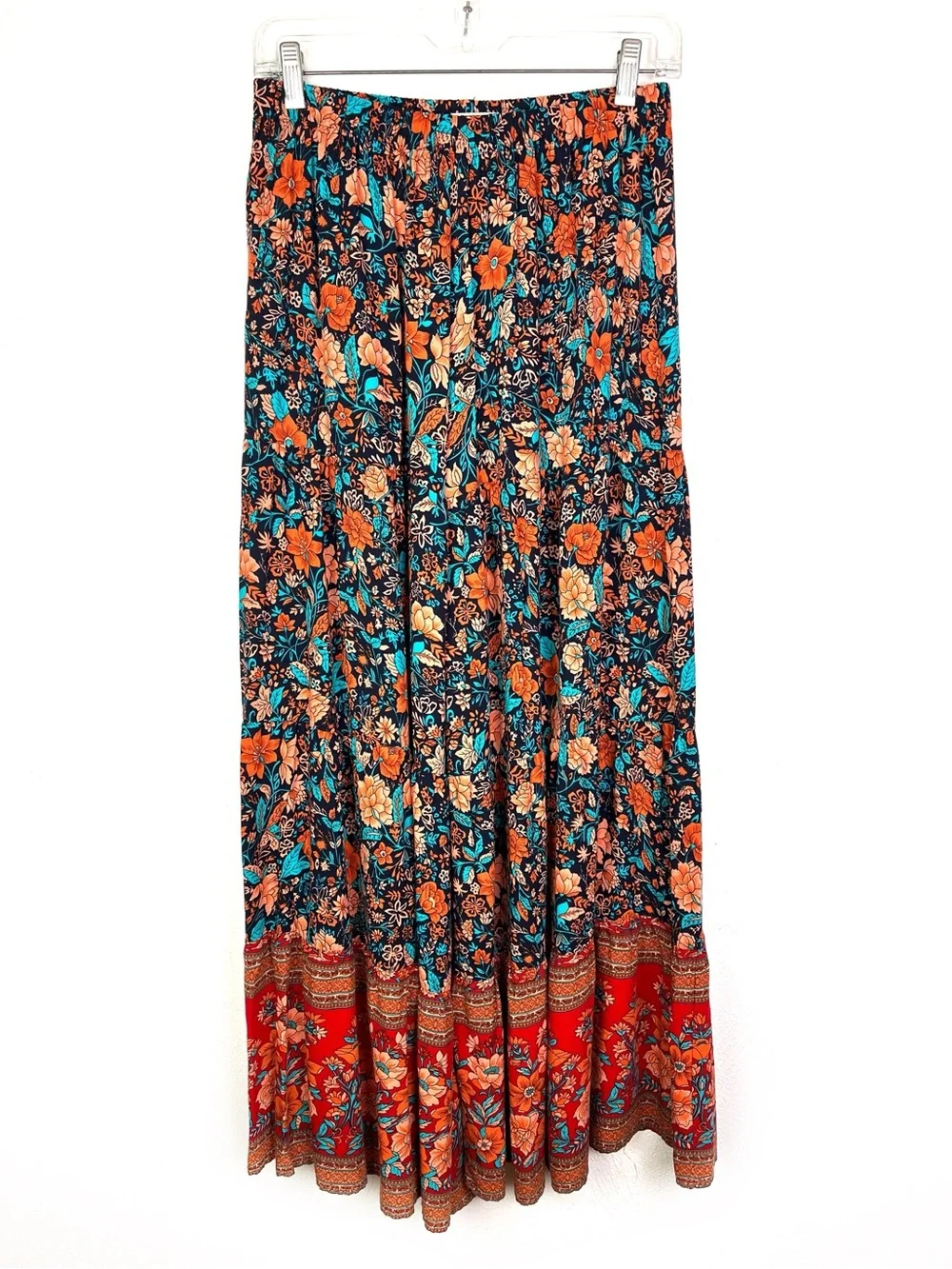 Natural Life Patti Navy Red Floral Palazzo Pants size small